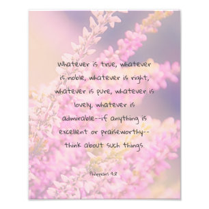 Beautiful Bible Verse Quote with Pink Flowers Photo Print