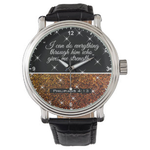 Beautiful Bible Verse Text Golden Glitter Stars Watch