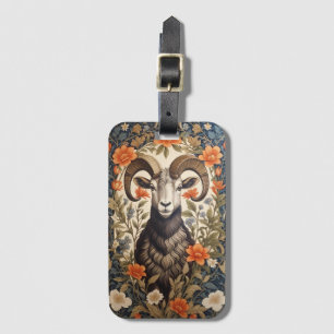 Beautiful Big Horn Sheep William Morris Inspired Luggage Tag