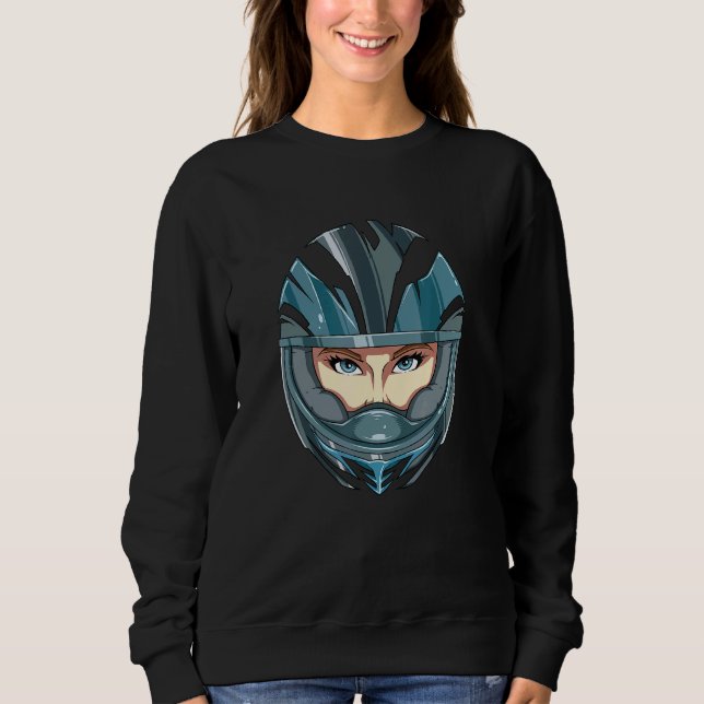 Beautiful Biker With Helmet For A Motorcycle Rider Sweatshirt (Front)