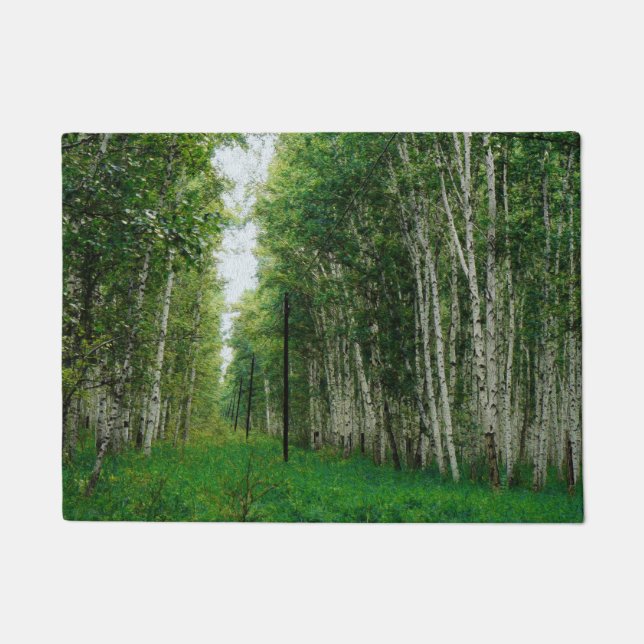 Beautiful Birch Tree Forest Art Doormat (Front)