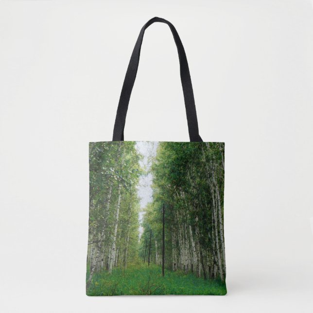 Beautiful Birch Tree Forest Art Tote Bag (Front)