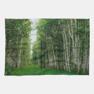 Beautiful Birch Tree Forest Tea Towel