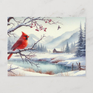 Beautiful Bird and Winter Landscape 11 Postcard