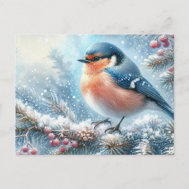 Beautiful Bird and Winter Landscape  2 Postcard (Front)