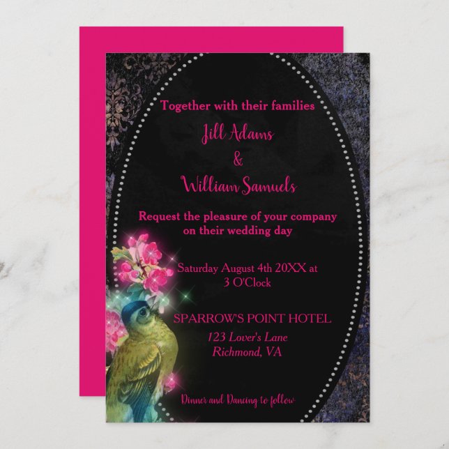 Beautiful Bird Elegance Wedding Invitation (Front/Back)