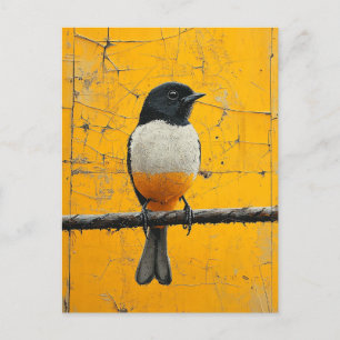 Beautiful Bird on a Worn Yellow Background Postcard