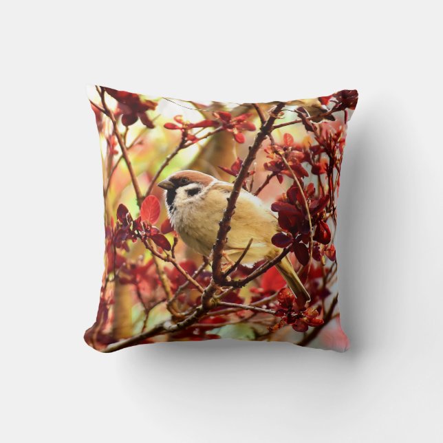 Beautiful Bird Pillow – Nature Inspired Decorative (Front)