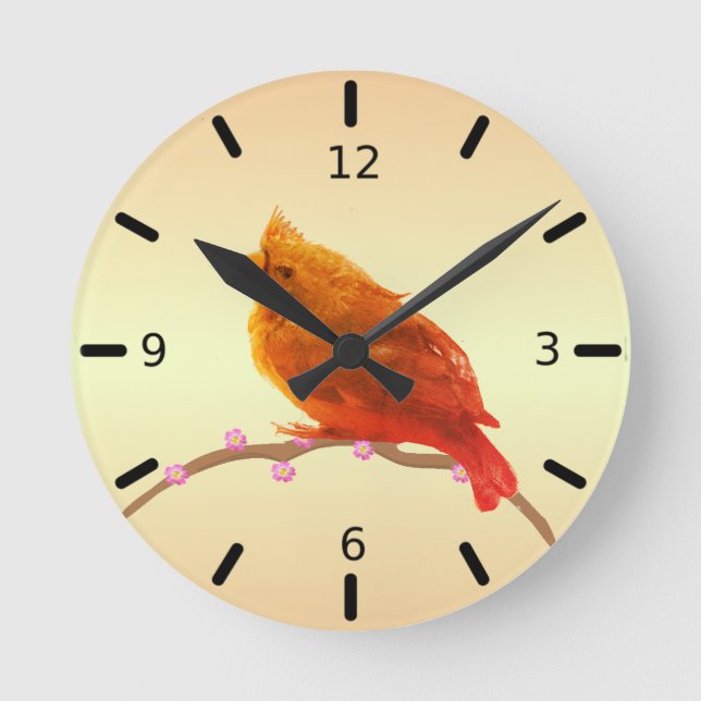 Beautiful Bird Round Clock (Front)