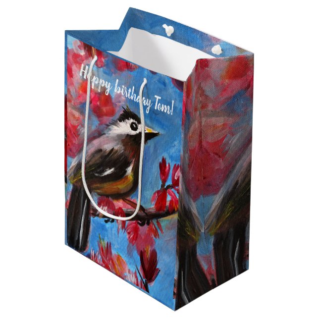 Beautiful Bird Spring Painting Medium Gift Bag (Front Angled)