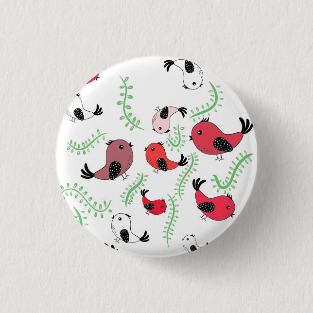 Beautiful bird themed design, patterned  3 cm round badge (Front)