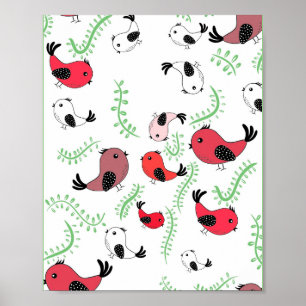 Beautiful bird themed design, patterned poster
