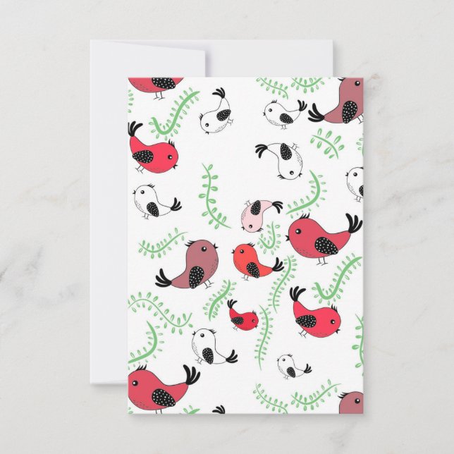 Beautiful bird themed design, patterned  thank you card (Front)
