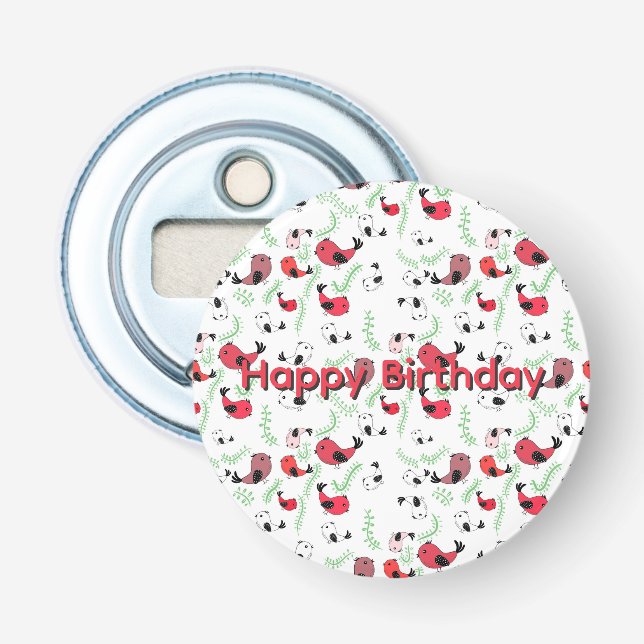 Beautiful bird themed gift, patterned bottle opener (Front)