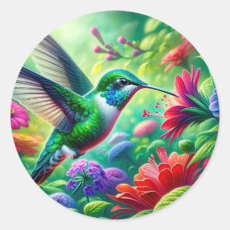 beautiful bird with flowers classic round sticker