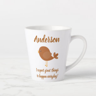 Beautiful bird with positive statement latte mug