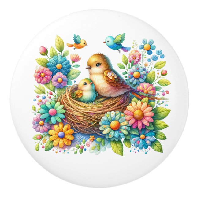 Beautiful Birds  Ceramic Knob (Front)