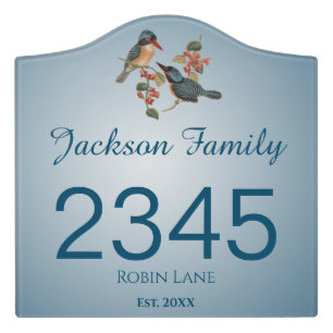 Beautiful Birds Family Name House Number Sign