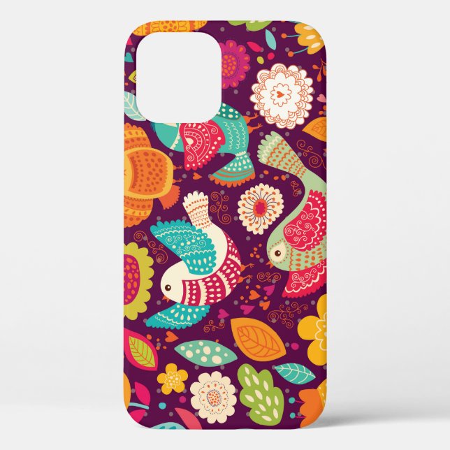 Beautiful birds, flowers, artistic poster Case-Mate iPhone case (Back)