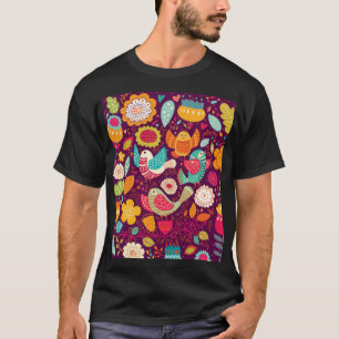 Beautiful birds, flowers, artistic poster T-Shirt