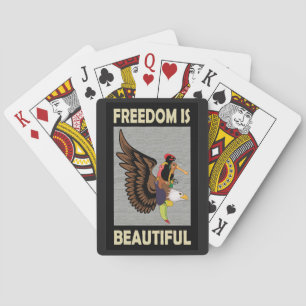 Beautiful birds flying  playing cards