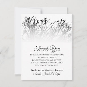 Beautiful Birds in Trees Thank You Sympathy Card