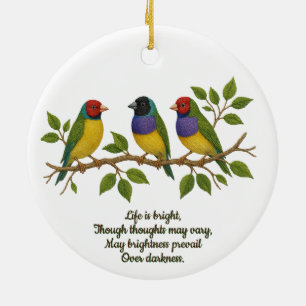 Beautiful birds on the branch ceramic ornament