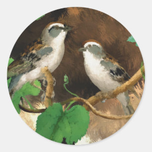 Beautiful Birds Sparrows Nature, Glossy Stickers