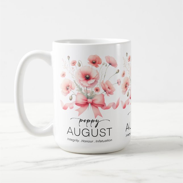 Beautiful Birth Month Flower/August Poppy Coffee Mug (Left)