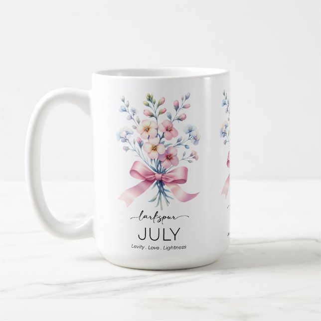 Beautiful Birth Month Flower/July/ Coffee Mug (Left)
