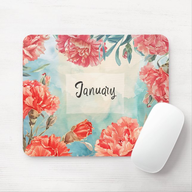 Beautiful Birth Month Flowers/January Mouse Pad (With Mouse)