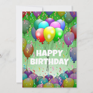 Beautiful Birthday Balloons and Confetti Card