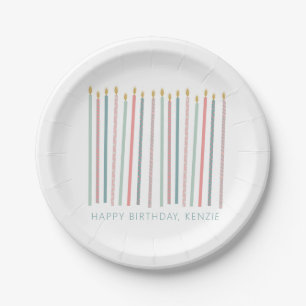 Beautiful birthday candles paper plate