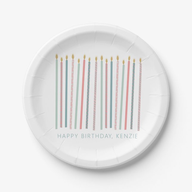 Beautiful birthday candles paper plate (Front)