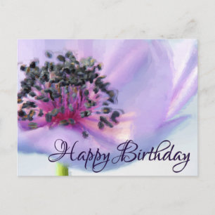 Beautiful Birthday Flower Close-up Pastel Drawing Postcard
