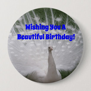 Beautiful Birthday Peacock Button Pin