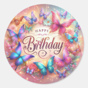 Beautiful Birthday Sticker Butterfly Design