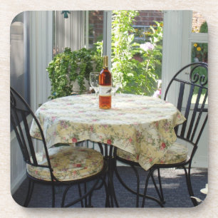 Beautiful Bistro Table Garden Scene Coaster Set