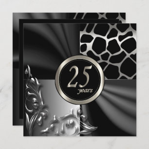 Beautiful Black 25th Anniversary Party Invitation