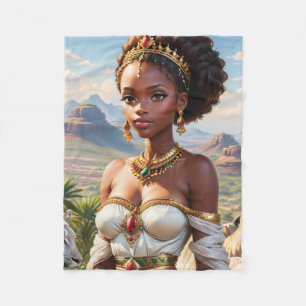 Beautiful Black African Princess Fleece Blanket