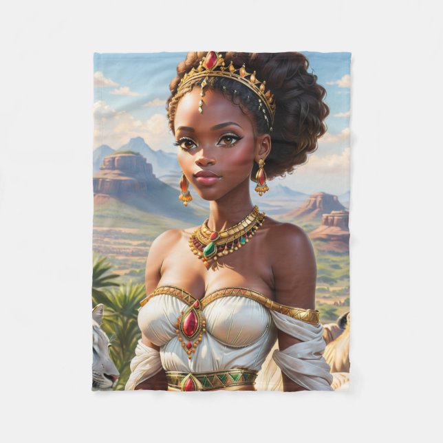 Beautiful Black African Princess Fleece Blanket (Front)