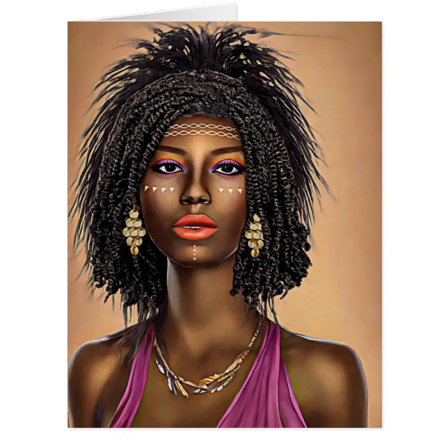 Beautiful Black African Princess Woman Art (Front)