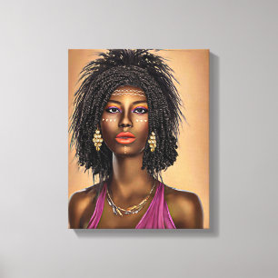 Beautiful Black African Princess Woman Art Canvas Print