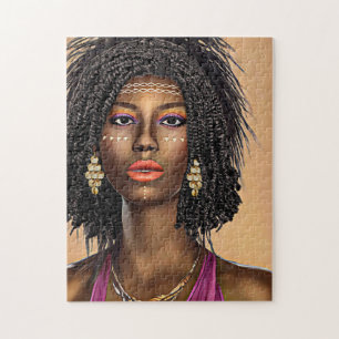 Beautiful Black African Princess Woman Art Jigsaw Puzzle