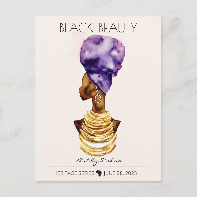 BEAUTIFUL BLACK AFRICAN QUEEN BIG GOLD NECKLACE POSTCARD (Front)