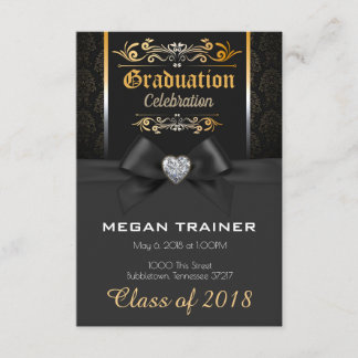 Beautiful Black and Gold Graduation Invitation