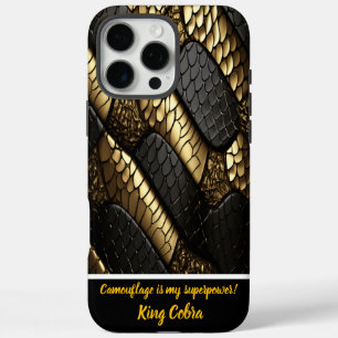 Beautiful black and gold snake skin iPhone 16 pro max case