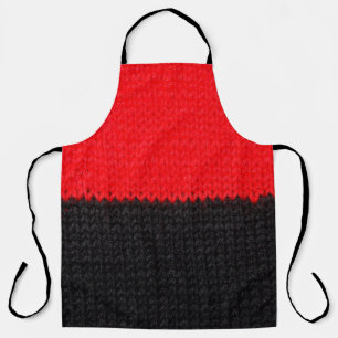 beautiful black and red knitted fabric with drawin apron