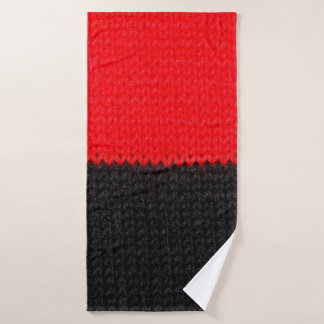 beautiful black and red knitted fabric with drawin bath towel