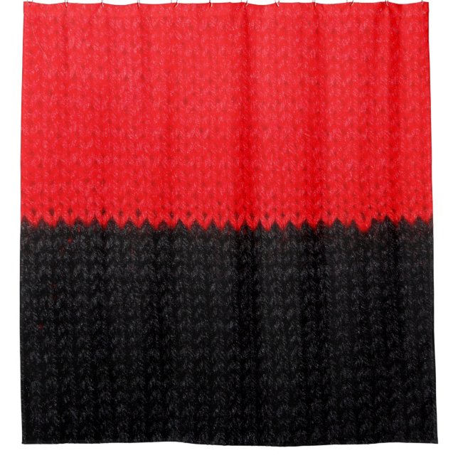 beautiful black and red knitted fabric with drawin shower curtain (Front)